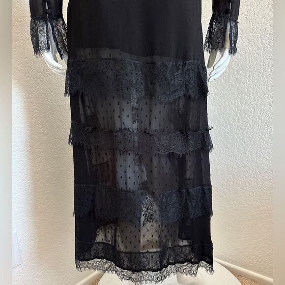 CLEOBELLA Dress Black Haven Lace & Swiss Dot Midi Dress Size XS • FLAWED - Picture 8 of 16